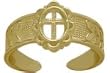 10 Karat Yellow Gold Religious Cross Toe Ring