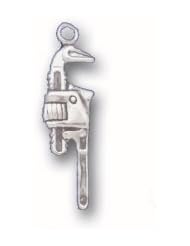 Sterling Silver 3D Plumbers Pipe Wrench Tool Charm