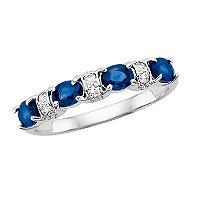 10kt. White Gold, Blue Sapphire and Diamond Ring by Fred Meyer Jewelers