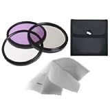 Sony SAL-50F14 Normal 50mm f/1.4 High Grade Multi-Coated, Multi-Threaded, 3 Piece Lens Filter Kit (55mm) Made By Optics + Nwv Direct Microfiber Cleaning Cloth.