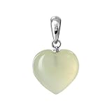 Sterling Silver 12mm Heart China Jade Gemstone Dangle Pendant