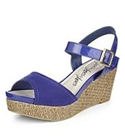Peep Toe Wide Fit Ankle Strap Wedge Sandals