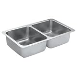MOEN 22357 Lancelot 29-Inch-by-16-Inch Double Bowl Kitchen Sink, Satin