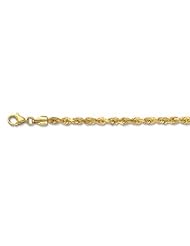 14K Yellow Gold 3.5mm wide Shiny Solid Diamond Cut Royal Rope Chain with Lobster Clasp