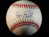 Rudi, Joe Autographed/Hand Signed American League Baseball in Blue Ink on the Sweet Spot