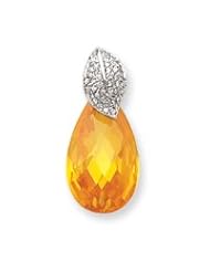 Sterling Silver Yellow and Clear CZ Pendant Slide