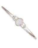Morningflower Oval White Opal Bangle Bracelet