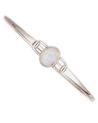 Morningflower Oval White Opal Bangle Bracelet