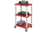 Plastic Utility Cart 3 Shelves Red