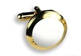 White Enamel Center Stone Cufflinks in Gold or Silver Setting