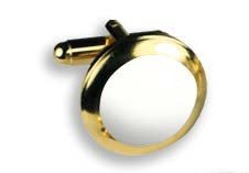 White Enamel Center Stone Cufflinks in Gold or Silver Setting