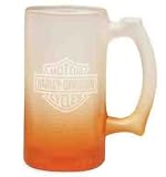Harley-Davidson® Beer Mugs--SET OF FOUR--LIMITED EDITION. Orange frosted mugs with logo. 96842-09V