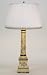 French Country Yellow and Blue Tole Metal Column Table Lamp