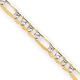 14k 4mm Pave Figaro Chain Necklace - 20 Inch