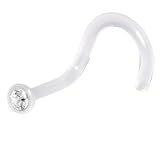 Clear Bioplast Crystal Swarovski Nose Screw Ring