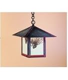 Arroyo Craftsman EH-16SF-M-RC Evergreen 1 Light Outdoor Hanging Lantern in Raw Copper with Amber Mica glass