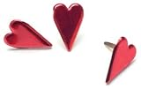Painted Metal Paper Fasteners, 50/Pkg: Metallic Red Hearts