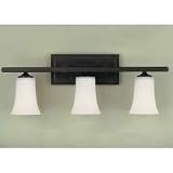 Murray Feiss VS8703-ORB Three-Light Boulevard Collection Vanity Strip, Oil Rubbed Bronze with Opal White Etched Glass Shades