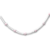 16in Rhodium-plated Small Pink Glass Pearl Necklace