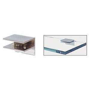 CRL Chrome Finish Solid Brass Square Glass Shelf Clamp with Support Leg