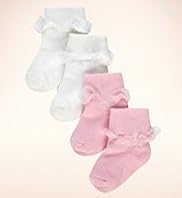 4 Pairs of Cotton Rich Organza Trim Socks