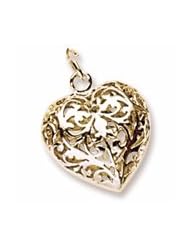 Rembrandt Charms, Filigree Heart Charm, 10K Yellow Gold