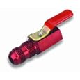 Shut-Off Valve 3/8 in. Female NPT Inlet -8 AN Bulkhead Outlet 2.75 in. Overall Length Red Anodized Aluminum