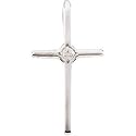 14K White Gold Children's Diamond Cross Pendant & Chain