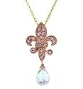 Sterling Silver Rose Gold Plated Fleur De Lis Pendant