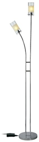 Lite Source LS-8085C Thistle 2-Lite Floor Lamp, Chrome with Glass Shade On Sale