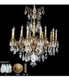 IMAGE OF American Brass and Crystal CH9693-AS-12G-ST Chateau 15 Light Single Tier Chandelier in Polished Brass with Black Inlay with Clear Strass Pendalogue crystal