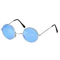 Brille Hippie, runde, blaue Gläser, Metall