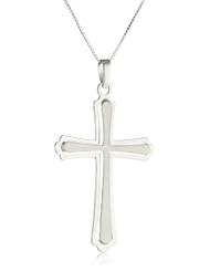 Italian 14k Gold High Polished and Satin Finished Cross Pendant Necklace, 18"