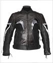 Item Code - MJ811Black : Black Motorcycle Leather Racing Jacket with CE/Armor