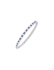 Sapphire and Diamond Eternity Bangle 14K White Gold - 2.00 CT TGW