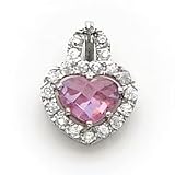 Sterling Silver Pink and Clear CZ (Cubic Zirconia) Heart Pendant