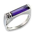 Women's Minimalist Style Amethyst Cubic Zirconia Antiqued Tone Ring, Size: 5-10 Sterling Silver .925