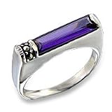 Women's Minimalist Style Amethyst Cubic Zirconia Antiqued Tone Ring, Size: 5-10 Sterling Silver .925