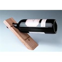 Gravity Defying Wine Bottle Stand - Wood, Single Bottle Holder by Franmara