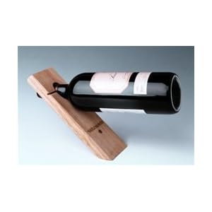 Gravity Defying Wine Bottle Stand - Wood, Single Bottle Holder by