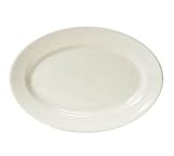 Tuxton China TRE-042 Nevada 15.38 in. x 11 in. Rolled Edge Oval Platter - American White