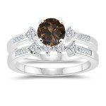 1.58 Cts Champagne & White Diamond Matching Ring 