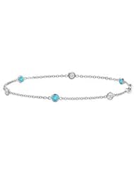 Blue Topaz and Diamond Bracelet 14K White Gold - 1.00 CT TGW