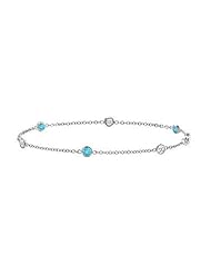 Blue Topaz and Diamond Bracelet 18K White Gold - 1.00 CT TGW