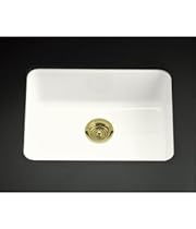 Hot Sale KOHLER K-6585-0 Iron/Tones 24-1/4-inch by 18-3/4-inch Top-mount/Under-mount Single Bowl Kitchen Sink, White
