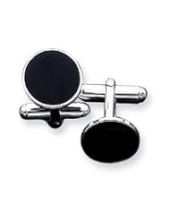 Sterling Silver Black Enameled Cuff Links