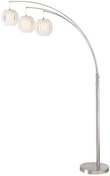 Lite Source LS-8871PS/WHT Deion 3-Lite Arch Lamp, Polished Steel with White Shade