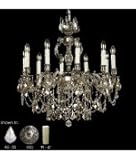 American Brass and Crystal CH9562-AS-16G-PI Rosetta 10 Light Single Tier Chandelier in True Brass with Clear Strass Pendalogue crystal