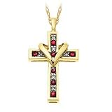 Ruby and Diamond Cross Pendant in 10kt. Gold