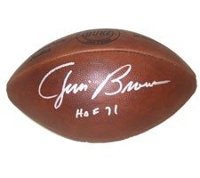 Jim Brown Autographed/Hand Signed Official Throwback Duke Game Model Football signed ''HOF '71''